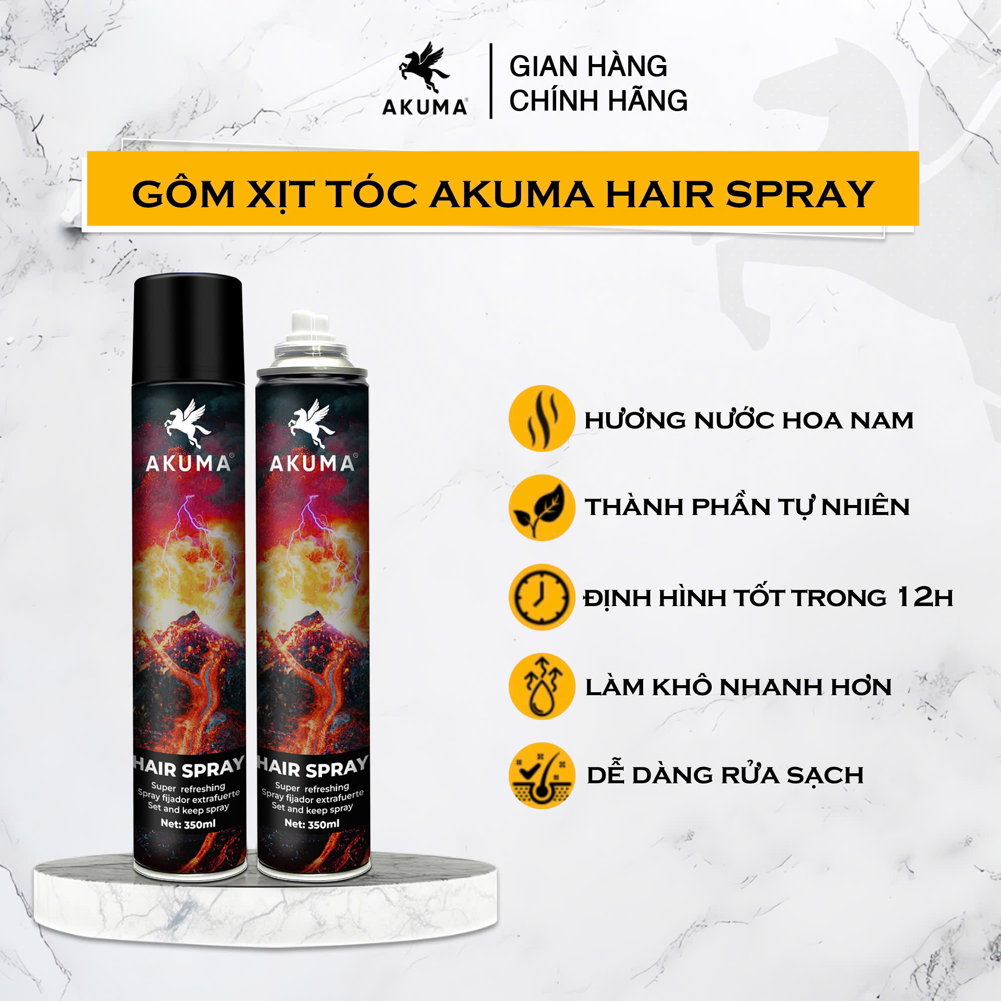 Gôm Xịt Tóc AKUMA SPRAY 390ML - Ảnh 3