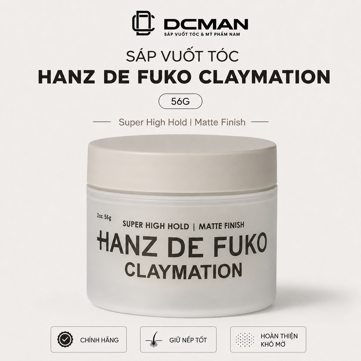 Sáp Vuốt Tóc Nam Hanz De Fuko Claymation 56g (Bản Mới)